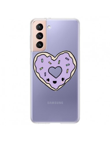 Coque Samsung Galaxy S21 Plus 5G Donuts Heart Coeur Violet Transparente - Claudia Ramos