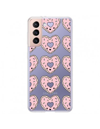 Coque Samsung Galaxy S21 Plus 5G Donuts Heart Coeur Rose Pink Transparente - Claudia Ramos