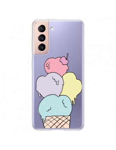 Coque Samsung Galaxy S21 Plus 5G Ice Cream Glace Summer Été Coeur Transparente - Claudia Ramos
