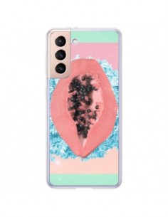 Coque Samsung Galaxy S21 Plus 5G Papaya Rocks Fruit -...