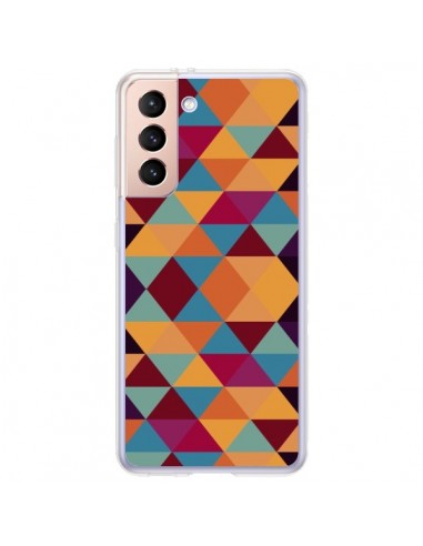 Coque Samsung Galaxy S21 Plus 5G Azteque Triangle Orange - Eleaxart