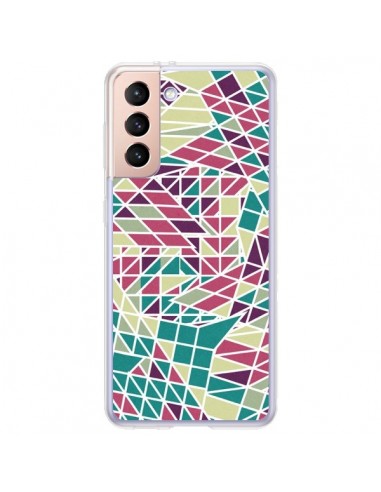 Coque Samsung Galaxy S21 Plus 5G Azteque Triangles Vert Violet - Eleaxart