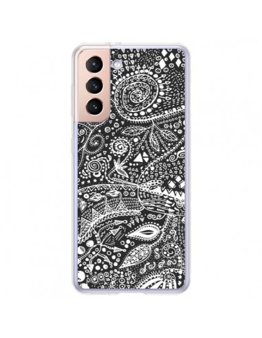 Coque Samsung Galaxy S21 Plus 5G Azteque Noir et Blanc - Eleaxart