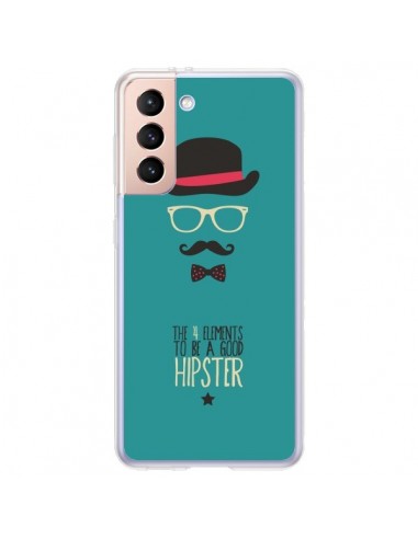 Coque Samsung Galaxy S21 Plus 5G Chapeau, Lunettes, Moustache, Noeud Papillon To Be a Good Hipster - Eleaxart