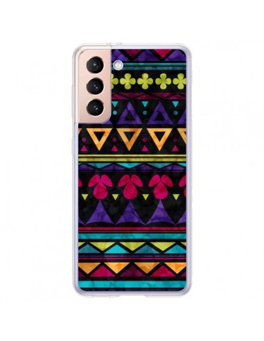 Coque Samsung Galaxy S21 Plus 5G Triangles Pattern Azteque - Eleaxart