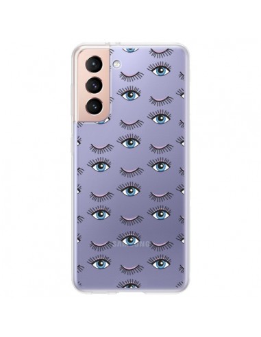 Coque Samsung Galaxy S21 Plus 5G Eyes Oeil Yeux Bleus Mosaïque Transparente -  Léa Clément