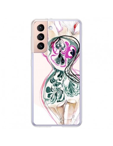 Coque Samsung Galaxy S21 Plus 5G Femme en fleurs - Elisaveta Stoilova