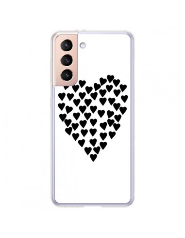 Coque Samsung Galaxy S21 Plus 5G Coeur en coeurs noirs - Project M