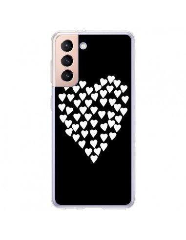 Coque Samsung Galaxy S21 Plus 5G Coeur en coeurs blancs - Project M