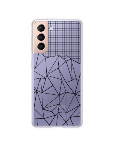 Coque Samsung Galaxy S21 Plus 5G Lignes Grille Grid Abstract Noir Transparente - Project M