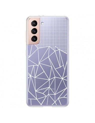 Coque Samsung Galaxy S21 Plus 5G Lignes Grilles Grid Abstract Blanc Transparente - Project M