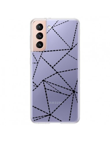 Coque Samsung Galaxy S21 Plus 5G Lignes Points Abstract Noir Transparente - Project M