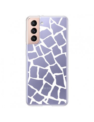 Coque Samsung Galaxy S21 Plus 5G Girafe Mosaïque Blanc Transparente - Project M