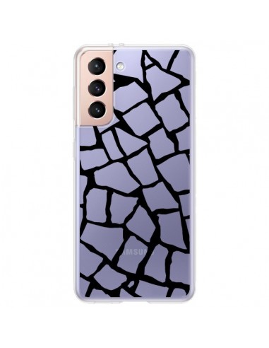 Coque Samsung Galaxy S21 Plus 5G Girafe Mosaïque Noir Transparente - Project M