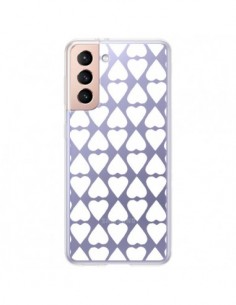 Coque Samsung Galaxy S21 Plus 5G Coeurs Heart Blanc...