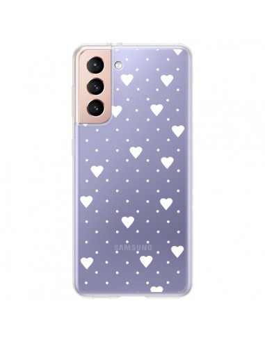 Coque Samsung Galaxy S21 Plus 5G Point Coeur Blanc Pin Point Heart Transparente - Project M