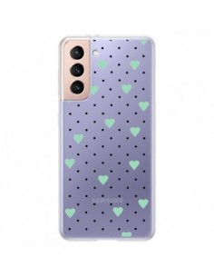 Coque Samsung Galaxy S21 Plus 5G Point Coeur Mint Bleu...