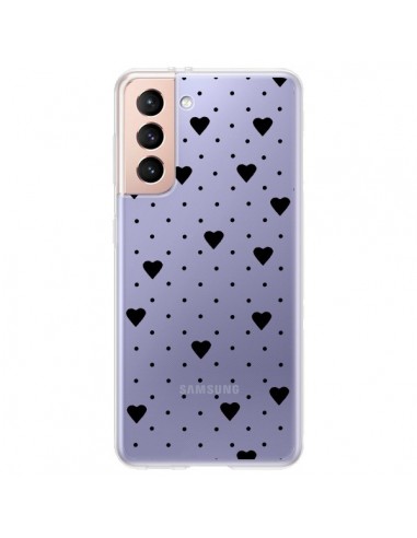 Coque Samsung Galaxy S21 Plus 5G Point Coeur Noir Pin Point Heart Transparente - Project M