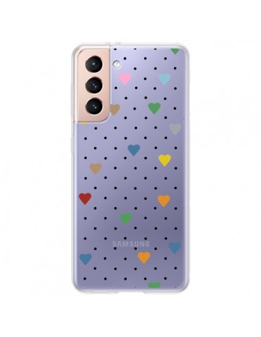 Coque Samsung Galaxy S21 Plus 5G Point Coeur Coloré Pin Point Heart Transparente - Project M