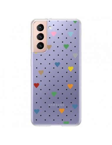Coque Samsung Galaxy S21 Plus 5G Point Coeur Coloré Pin Point Heart Transparente - Project M