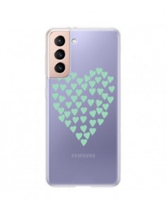 Coque Samsung Galaxy S21 Plus 5G Coeurs Heart Love Mint...