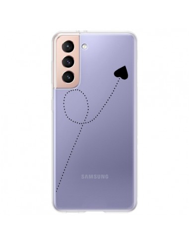 Coque Samsung Galaxy S21 Plus 5G Travel to your Heart Noir Voyage Coeur Transparente - Project M