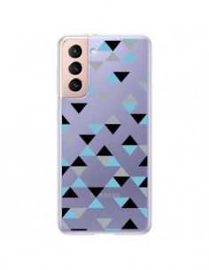 Coque Samsung Galaxy S21 Plus 5G Triangles Ice Blue Bleu...