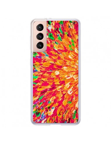 Coque Samsung Galaxy S21 Plus 5G Fleurs Oranges Neon Splash - Ebi Emporium