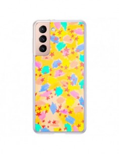 Coque Samsung Galaxy S21 Plus 5G Stars Etoiles Jaunes -...