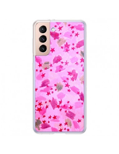 Coque Samsung Galaxy S21 Plus 5G Stars Etoiles Roses - Ebi Emporium