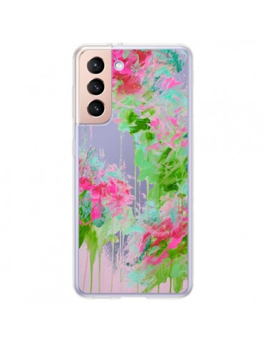 Coque Samsung Galaxy S21 Plus 5G Fleur Flower Rose Vert Transparente - Ebi Emporium