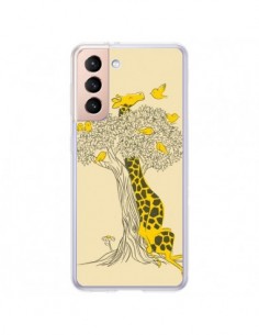 Coque Samsung Galaxy S21 Plus 5G Girafe Amis Oiseaux -...