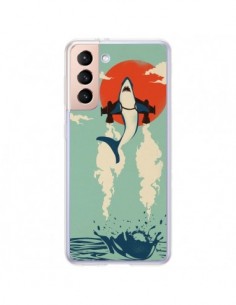 Coque Samsung Galaxy S21 Plus 5G Requin Avion Volant -...