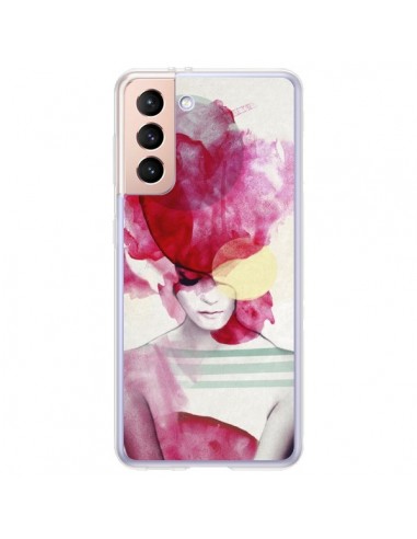 Coque Samsung Galaxy S21 Plus 5G Bright Pink Portrait Femme - Jenny Liz Rome