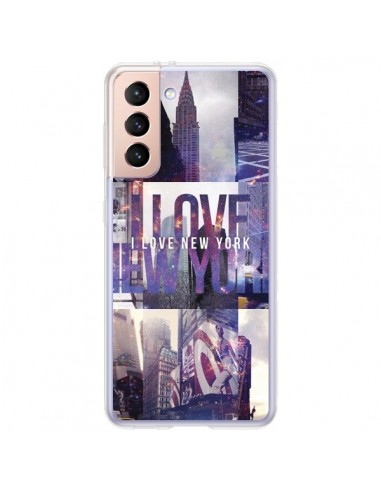 Coque Samsung Galaxy S21 Plus 5G I love New Yorck City violet - Javier Martinez