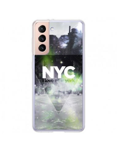 Coque Samsung Galaxy S21 Plus 5G I Love New York City Vert - Javier Martinez