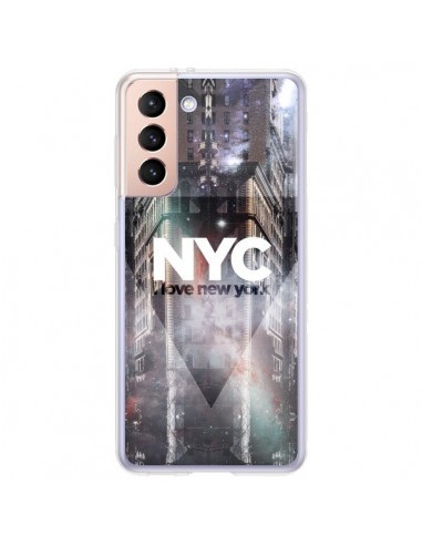 Coque Samsung Galaxy S21 Plus 5G I Love New York City Violet - Javier Martinez