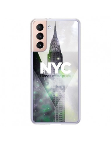 Coque Samsung Galaxy S21 Plus 5G I Love New York City Gris Violet Vert - Javier Martinez
