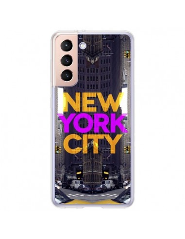 Coque Samsung Galaxy S21 Plus 5G New York City Orange Violet - Javier Martinez