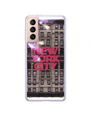 Coque Samsung Galaxy S21 Plus 5G New York City Buildings Rouge - Javier Martinez