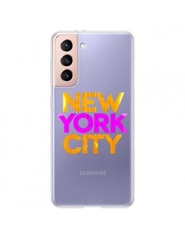 Coque Samsung Galaxy S21 Plus 5G New York City NYC Orange Rose Transparente - Javier Martinez