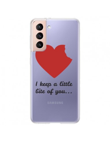 Coque Samsung Galaxy S21 Plus 5G I keep a little bite of you Love Heart Amour Transparente - Julien Martinez