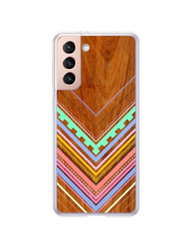 Coque Samsung Galaxy S21 Plus 5G Azteque Arbutus Pastel Bois Aztec Tribal - Jenny Mhairi