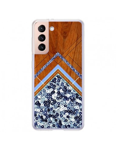 Coque Samsung Galaxy S21 Plus 5G Sequin Geometry Bois Azteque Aztec Tribal - Jenny Mhairi