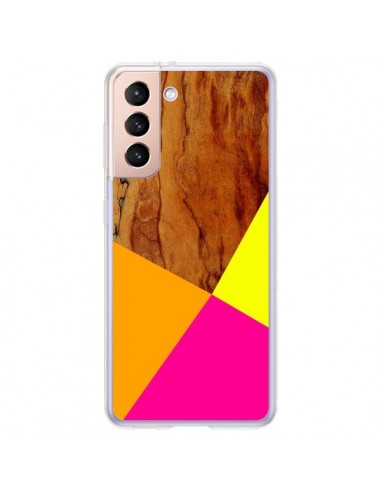 Coque Samsung Galaxy S21 Plus 5G Wooden Colour Block Bois Azteque Aztec Tribal - Jenny Mhairi