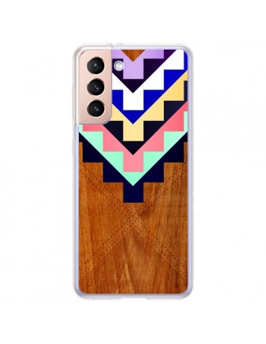 Coque Samsung Galaxy S21 Plus 5G Wooden Tribal Bois Azteque Aztec Tribal - Jenny Mhairi