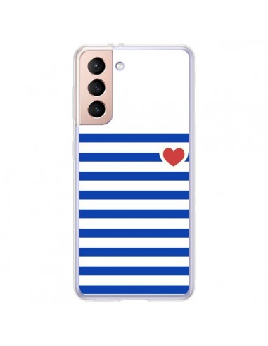 Coque Samsung Galaxy S21 Plus 5G Mariniere Coeur - Jonathan Perez