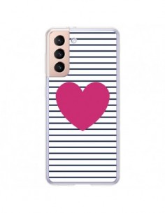 Coque Samsung Galaxy S21 Plus 5G Coeur Traits Marin -...