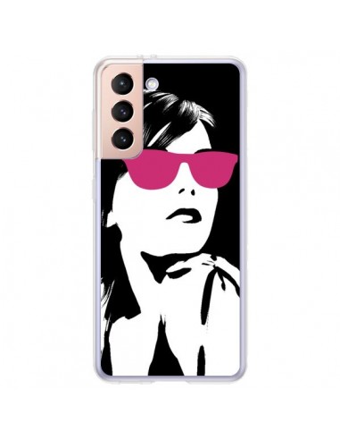 Coque Samsung Galaxy S21 Plus 5G Fille Lunettes Roses - Jonathan Perez