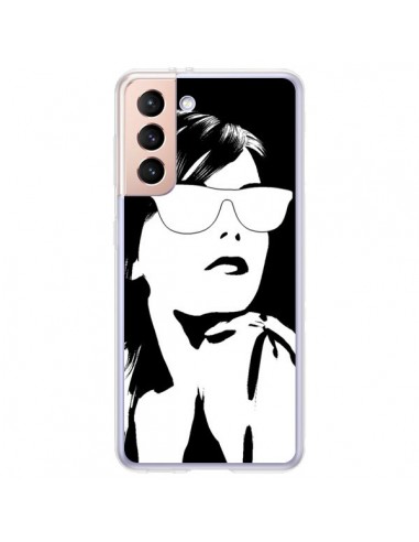 Coque Samsung Galaxy S21 Plus 5G Fille Lunettes Blanches - Jonathan Perez